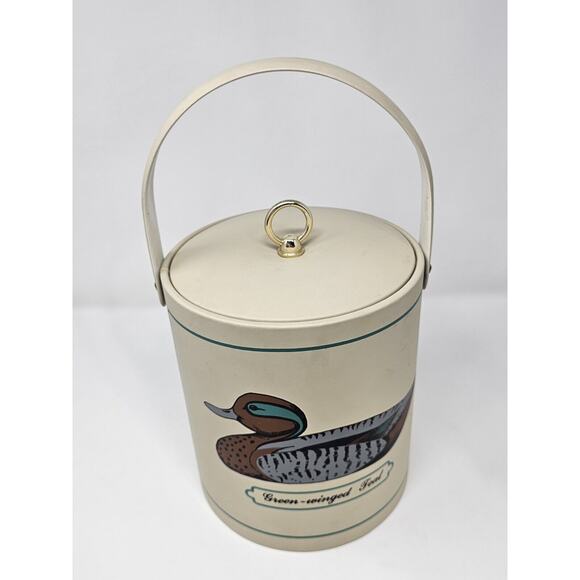 Vtg Georges Briard MCM Ice Bucket Green Winged Teal Duck Mallard Hunting Barware - Picture 2 of 10